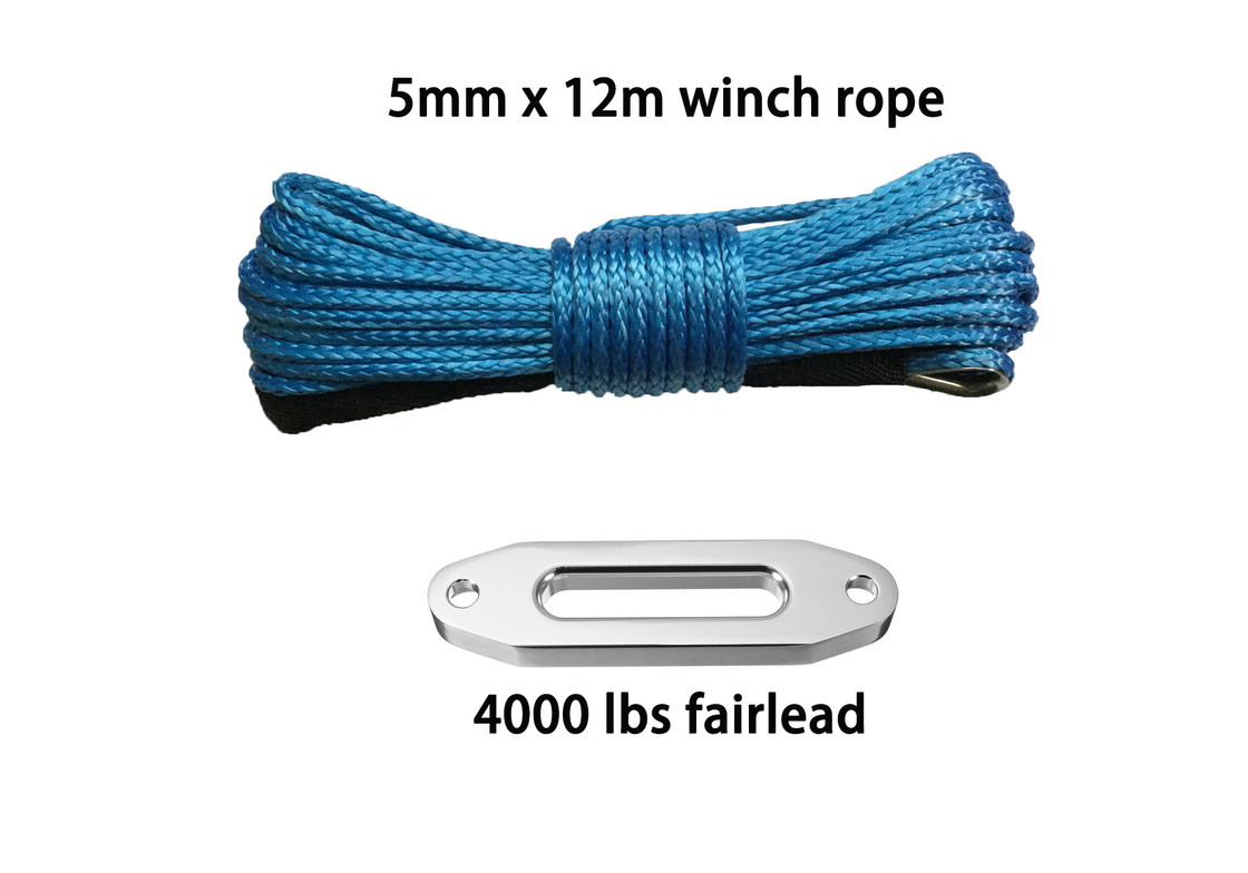 5mm * 12m + 4000lbs fairlead blue synthetic winch line rope with sheath