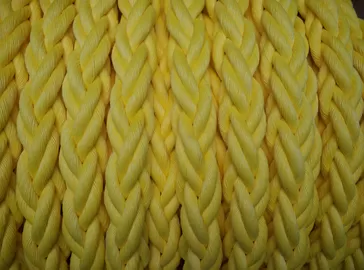 China High Strength 80mm x 220m Yellow Polypropylene Mooring Rope With Splice Eyes Both Ends supplier