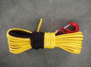 China High Quality 12 Strand Synthetic UHMWPE Winch Rope Yellow Color With Hook supplier