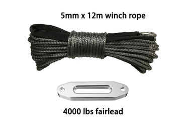 China 5mm * 12m + 4000lbs fairlead grey synthetic winch line rope with sheath and thimble for 4x4 4wd atv utv off-road supplier