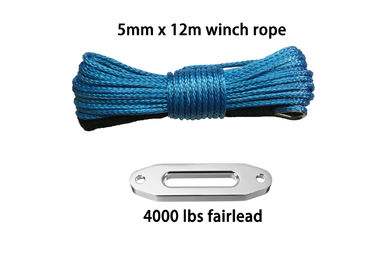 China 5mm * 12m + 4000lbs fairlead blue synthetic winch line rope with sheath and thimble for 4x4 4wd atv utv off-road supplier
